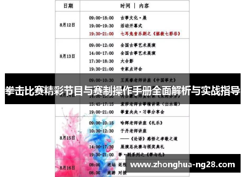 拳击比赛精彩节目与赛制操作手册全面解析与实战指导
